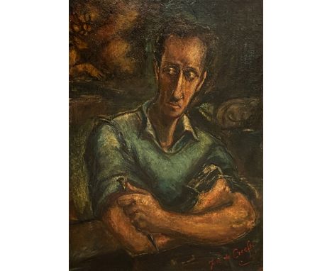 • JOSE DE CREEFT (1884-1982): SELF PORTRAIT oil on canvas, signed lower right 111 x 74 excluding frame  Provenance: Private E