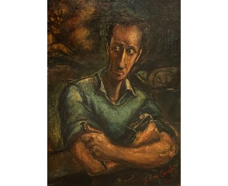 • JOSE DE CREEFT (1884-1982): SELF PORTRAIT oil on canvas, signed lower right 111 x 74 excluding frame  Provenance: Private E