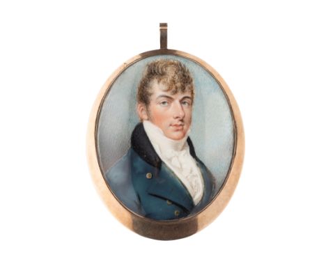 ˜A PORTRAIT MINIATURE OF JOHN SLATER OF SHELSWELL, ATTRIBUTED TO ROGER JEAN (CIRCA 1783-1828), CIRCA 1805 wearing a blue coat