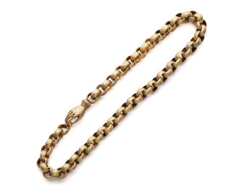 [GP] GOLD CHAIN, EARLY 19TH CENTURY each circular link decorated with scalloped and bead decoration secured by a hand of "fid