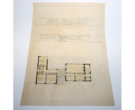 A.T. PINE, ARCHITECTURAL DRAUGHTSMAN An archive of 1930s and 1940s original designs, plans and elevations in pencil and pen a