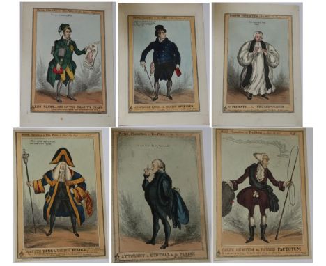 William Heath (British, 1794-1840, 'Paul Pry') SIX CARICATURES Mr George King_the Parish Overseer; Mr Primate the Churchwarde