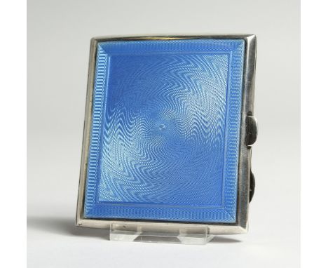 A TWO SIDED BLUE ENAMEL AND SILVER CIGARETTE CASE Birmingham, 1930.