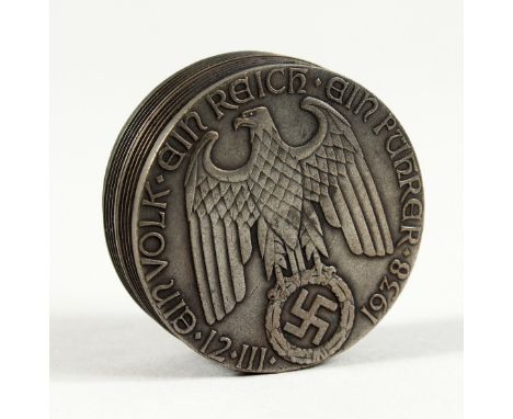 A REPRO NAZI BRONZE CIRCULAR SNUFF BOX 1.75ins