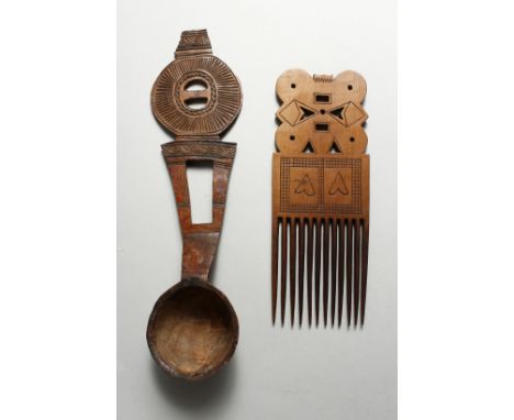 A TRIBAL SPOON AND COMB