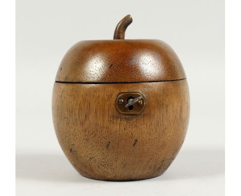 A GOOD APPLE WOOD TEA CADDY 4.5ins high.