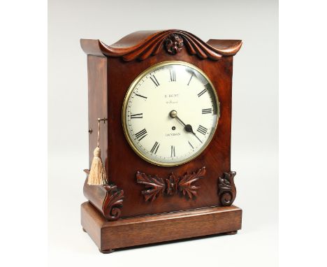 A GOOD 19TH CENTURY MAHOGANY BRACKET CLOCK BY DENT,61 Strand, London, white circular dial, 8 day movement. 17.5ins high