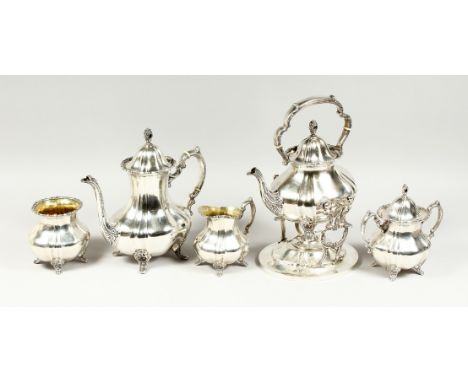 A SUPERB STERLING SILVER FIVE PIECE TEA SET BY POOLE, active in Taunton, Massachusetts from 1982 - 1971, pattern no. 990. Com