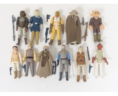 Ten Star Wars figures including Rebel Snow Soldier, Bossk, Han Solo (Hoth Battle Gear), 4-Lom, Admiral Ackbar, Squid Head, La