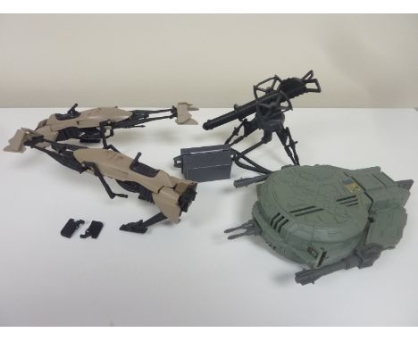 Star Wars two Speeder Bikes, Endor Forrest Ranger, Tripod Laser Cannon. (3)
