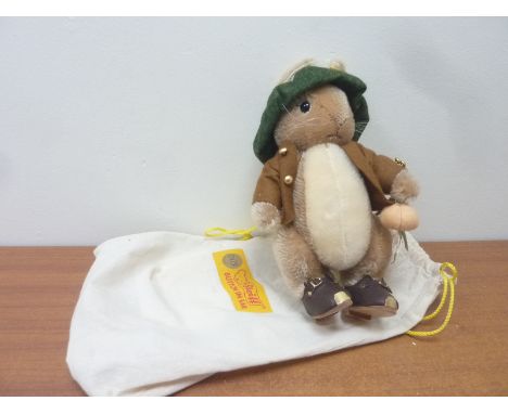 Steiff Benjamin Bunny, number 6612235, mohair, original dress, button in ear & factory label, carry bag.
