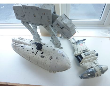 Star Wars vehicles including Rebel Transport, B-Wing, AT-AT Walker. (3)