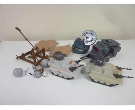 Star Wars Ewok hang-glider and catapult, Int-4 Interceptor, Radar Laser cannon, two MLC-3 Mobile Laser Cannon (one with damag