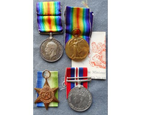 WWI British War Medal; to 209018 Dvr. H. Young. R.A. Victory Medal; to 61133 Gnr. R. Ryce. R.A. Also WWII Africa Star and War