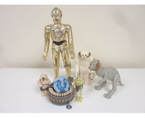 Star Wars large C-3PO figure, Hoth Wampa, Tauntaun (open belly) SY Snootles band (one microphone missing). (4)