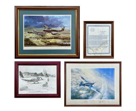 Second World War & Later Limited Edition Signed Royal Air Force Pictures (x3).  Comprising:"The High Fighter" by J.W. Mitchel