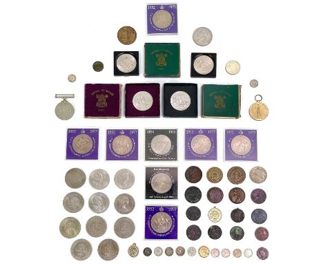 Great Britain & Foreign Coins, medals & Panama Canal Medallion etc  Comprising:Coins include 21 modern crowns, 3 Festival of 