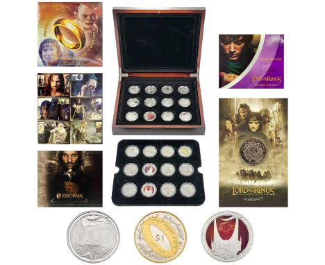 New Zealand Lord of the Rings Silver Proof Crown sized coins (x24)  Plus additional Lord of the Rings items, comprising:A woo