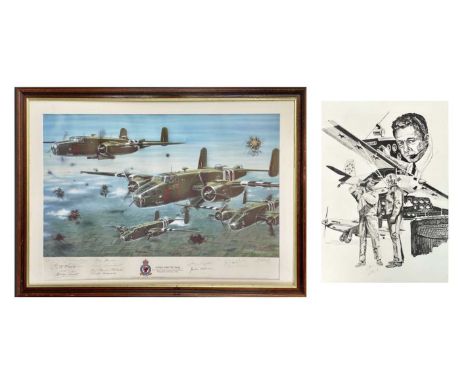 Grumpy Leads the Charge RAF WWII 1996 R.L. Whitcomb signed print A limited edition print No. 17 / 200 showing Grumpy leading 