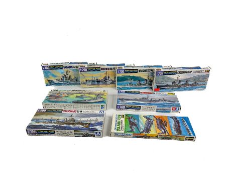 Unmade Model Kits 1:700 scale Waterline series by Hasegawa, Tamiya and Aoshima etc (x8)  Comprising unmade kits as follows:Ha