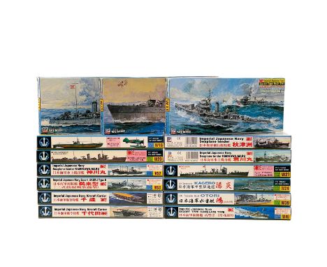 Boxed un-made plastic model kits / Sky Wave 1/700 scale Japanese Navy x15 Lot comprises: Navy Escort x5, Destroyer x3, Submar