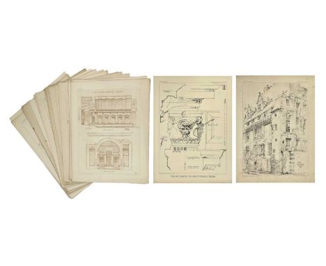 Architectural Association 1912 to 1914 drawings (x38) A range of detailed architectural drawings featuring various buildings 