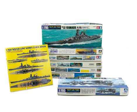 Boxed un-made model kits Waterline series 1:700 scale x7 Kits are by Aoshima, Hasegawa and Tamiya comprising: Japanese Aircra