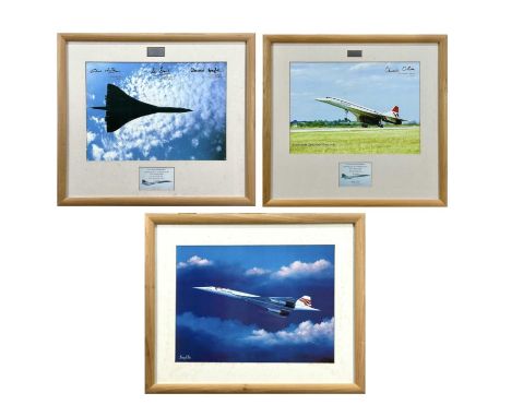 Concorde Memorabilia Framed & Glazed Prints (x3).  Comprising:Photograph of Brooklands "Delta Golf" Concorde with attached C 