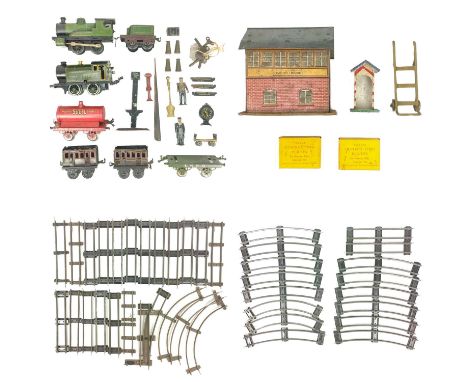 Bing / Hornby / Brimtoy O Gauge Model Railway locomotives, wagons & accessories  Contained in 2 boxes.Box 1: A Bing 0-4-0 tin