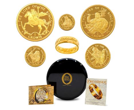 Rare Isle of Man Gold Pobjoy Mint Lord of the Rings 2003  Cased 5 coin set comprising no. 313 of only 1000 issued with the fo