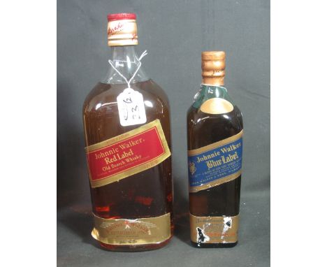 One bottle of Johnnie Walker 'blue label' Scotch Whiskey 75cl 43% by volume. Together with a large bottle of Johnnie Walker '