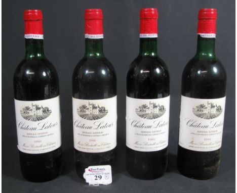 Four bottles of Chateaux Latour Bordeaux Superieur red wine. Chateaux bottled. 75cl 12% by volume. (4)
(B.P. 24% incl. VAT) C