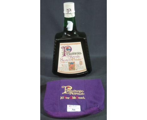 One bottle Pinwinnie Royale scotch whisky 12 years old. Large tablet shaped bottle in fabric bag. 
(B.P. 24% incl. VAT) CONDI
