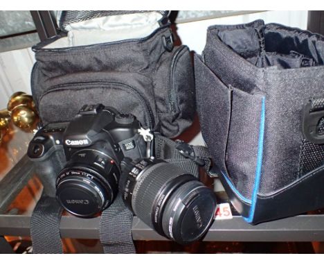 Canon digital camera EOS 40D with EF 50mm 1:1.8 lens in carrycase and a Canon zoom lens EFS 18-55mm with image stabiliser and