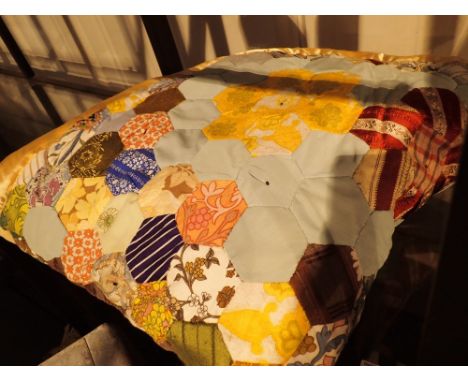 Vintage hand stitched blanket / throw in double bed size  CONDITION REPORT: Condition is good to excellent.
