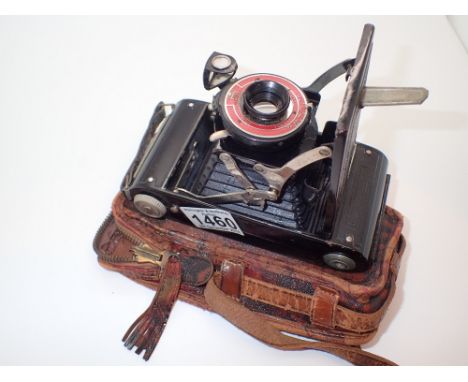 Kodak folding camera in leather case 