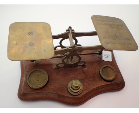 Victorian postal scales with weights