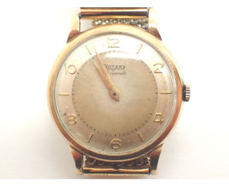 Gents 9ct yellow gold Rotary mechanical wristwatch on expanding bracelet