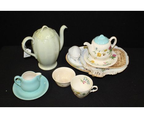 Porcelain, to include a Kaiser Hedgehog, two Victorian dishes, a Royal Staffordshire Clarice Cliff jug and dish, a Wild Beaut