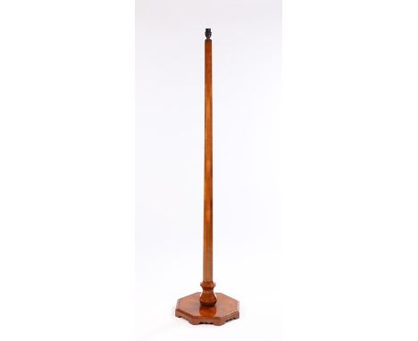 Mid 20th Century mahogany standard lamp, with octagonal tapering stem raised on an octagonal plinth base, 158cm highWire has 