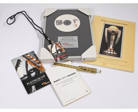 Memorabilia, to include a Platinum VIP card to Live Aid 2005 with presentation disc and paperwork, to include a World Cup 99 