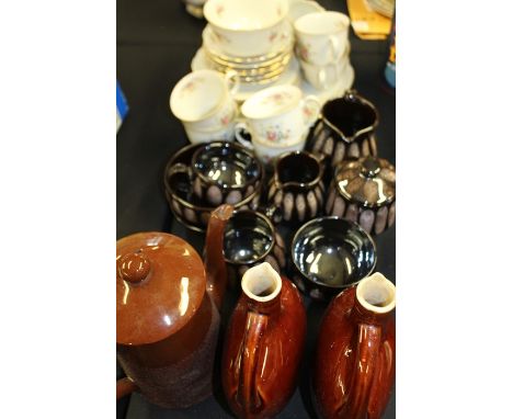 Porcelain six piece tea service, together with a pottery service and other pieces, (qty)
