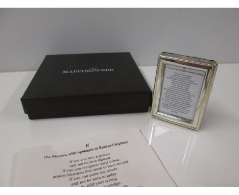 Mappin & Webb Sterling Silver Miniature Frame with Poem Titled 'IF' Inside.