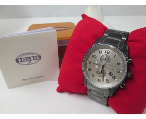 Fossil Arkitekt FS-4250 Stainless Steel Chronograph Men's Wrist Watch, S/N 25071. Finished with Shiny ION Plated Strap &amp; 