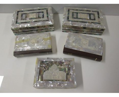 3 x Mother of Pearl Boxes. 2 Containing Mother of Pearl Detailed Holy Bible's. 