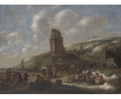 Klaes Molenaer (Haarlem circa 1630-1676)Fishermen with their catch on the beach signed and dated 'k. molenaer/ 16*4' (lower r