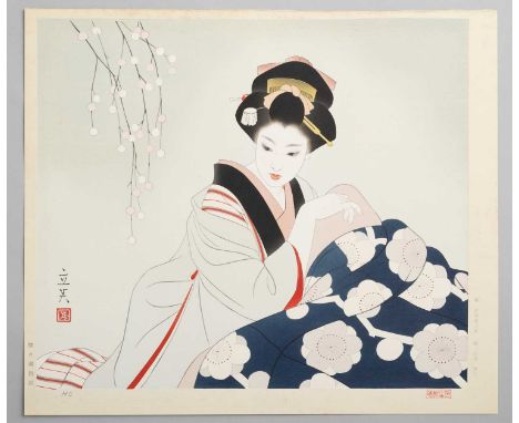 TATSUMI SHIMURA (1907-80)KOTATSUSHOWA ERA, 20TH CENTURYA large Japanese woodblock print depicting a beauty, signed and sealed