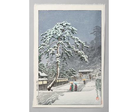 AFTER KAWASE HASUI (1883-1957)SNOW SCENESHEISEI ERA, 20TH/21ST CENTURYTwo Japanese woodblock prints after the originals, the 