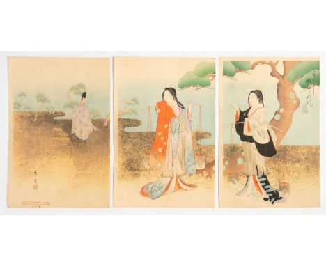 SHODO YASUDA (1874-?)SONO MUKASHI, MURASAME MATSUKAZE NO ZU (PICTURE OF MURASAME AND MATSUKAZE IN THE OLD DAYS) MEIJI ERA, 19