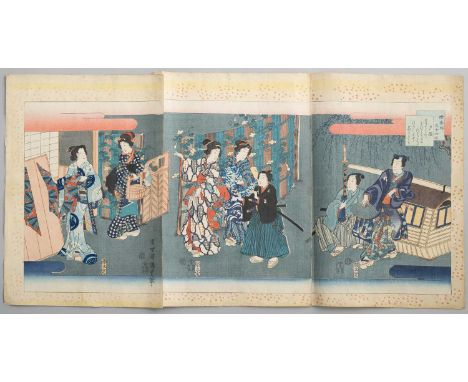 NO RESERVEUTAGAWA KUNISADA II (1823-80) EDO PERIOD, 19TH CENTURY  Two Japanese woodblock print triptychs, the first entitled 